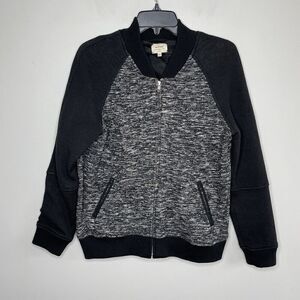 ARITZIA Wilfred Bomber Jacket Women 6 Heather Black Wool-Blend Full-Zip